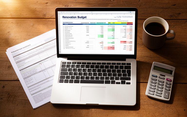 Budget breakdown spreadsheet open during a project planning session
