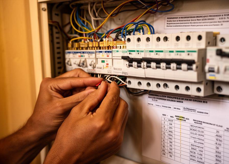 Tracenex wireman installing a labelled sub-distribution board