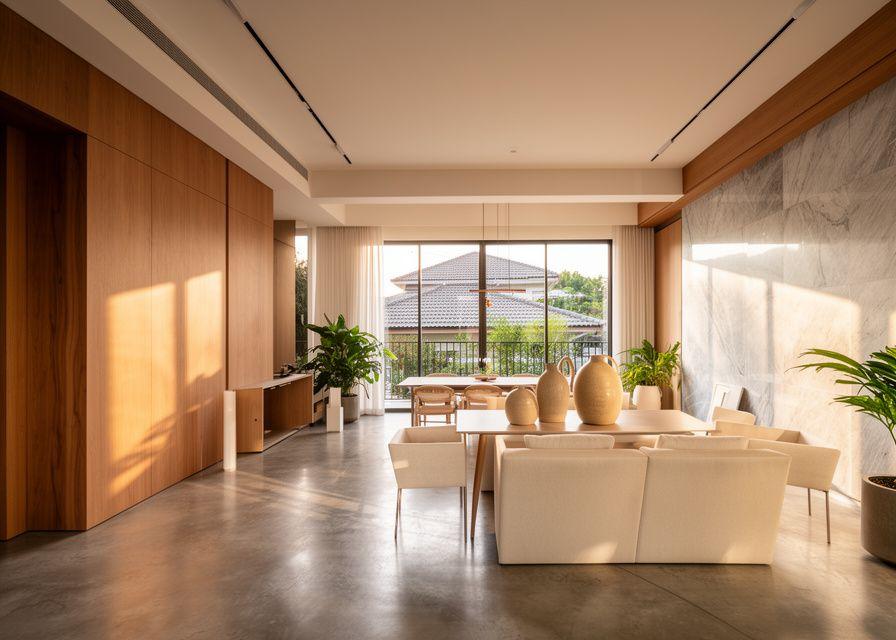 Renovated open-plan living and dining area in a Klang Valley terrace home